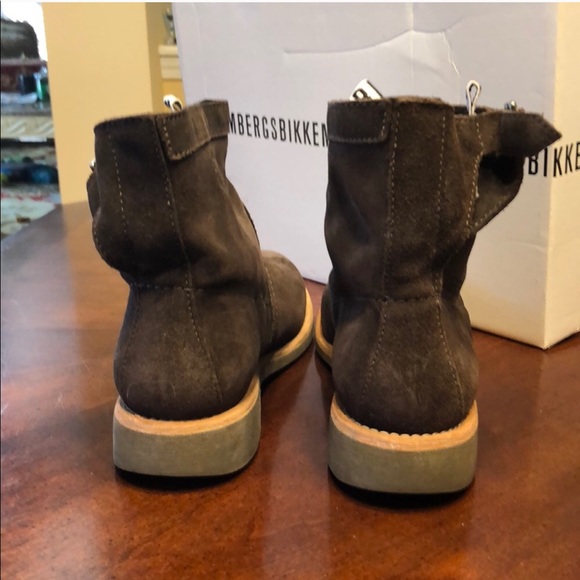 🥳HP:Dark Brown Leather Boho Bekkembergs Suede SlipOn Ankle Boots US7//37SoldOut - Picture 8 of 16